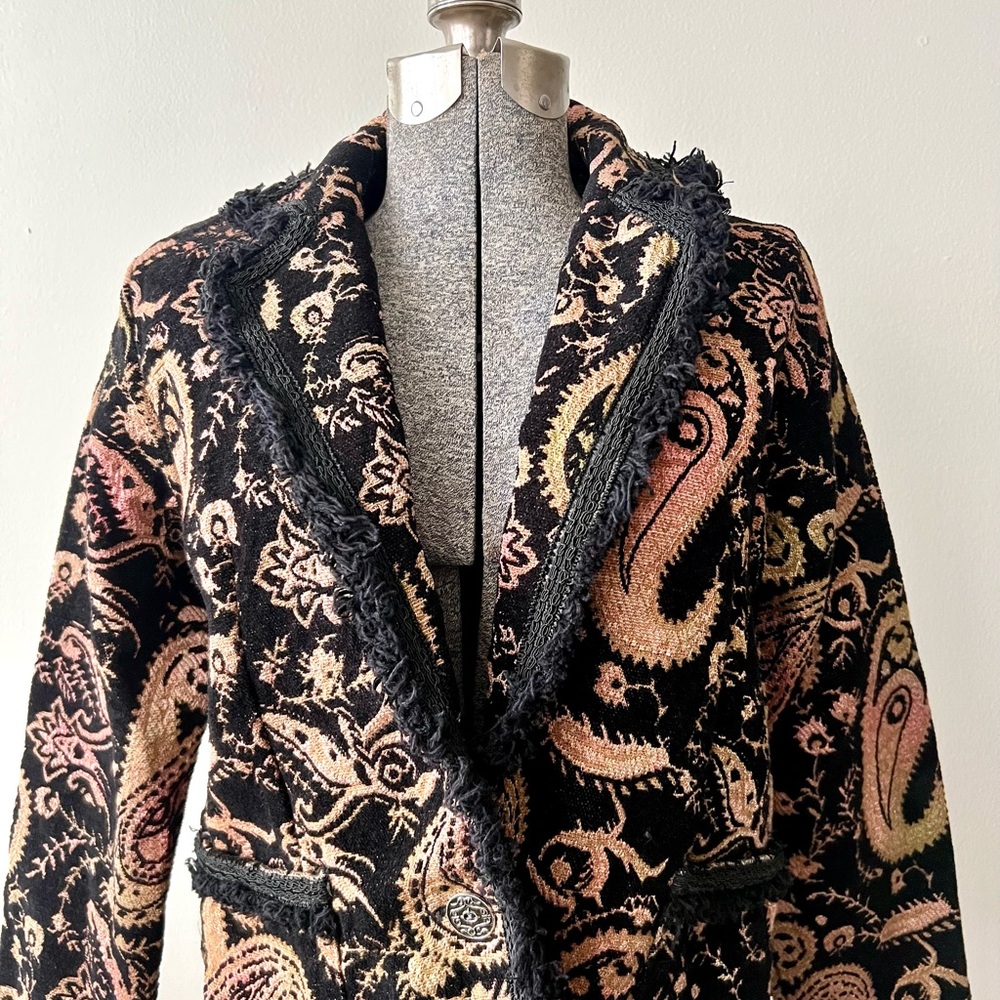 Chicos Black Retro Blazer Jacket Coat Steampunk Grunge Artsy Goth